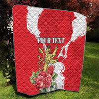 Personalized Luxembourg Goldcrest Regulus Quilt Red Roses - Wonder Print Shop