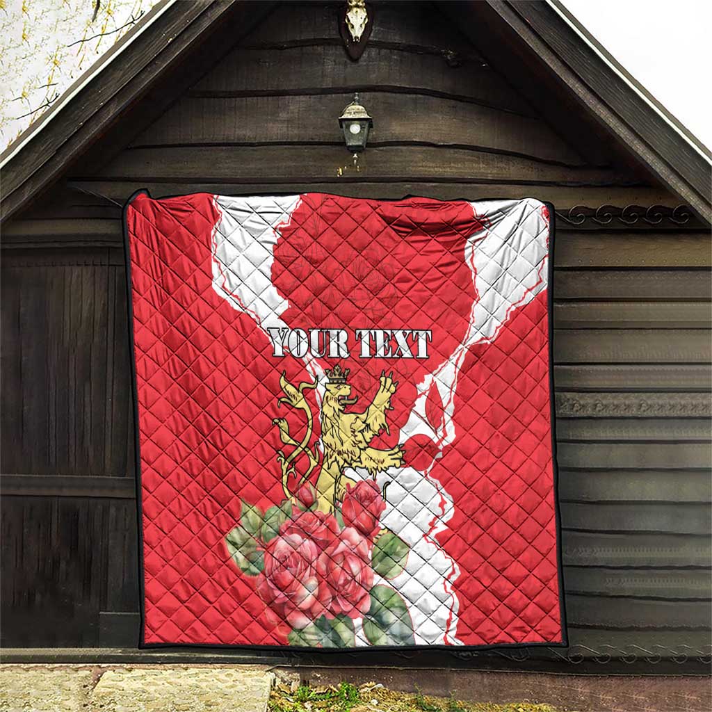 Personalized Luxembourg Goldcrest Regulus Quilt Red Roses - Wonder Print Shop