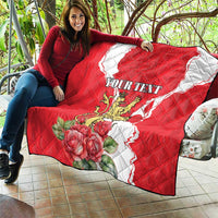 Personalized Luxembourg Goldcrest Regulus Quilt Red Roses - Wonder Print Shop