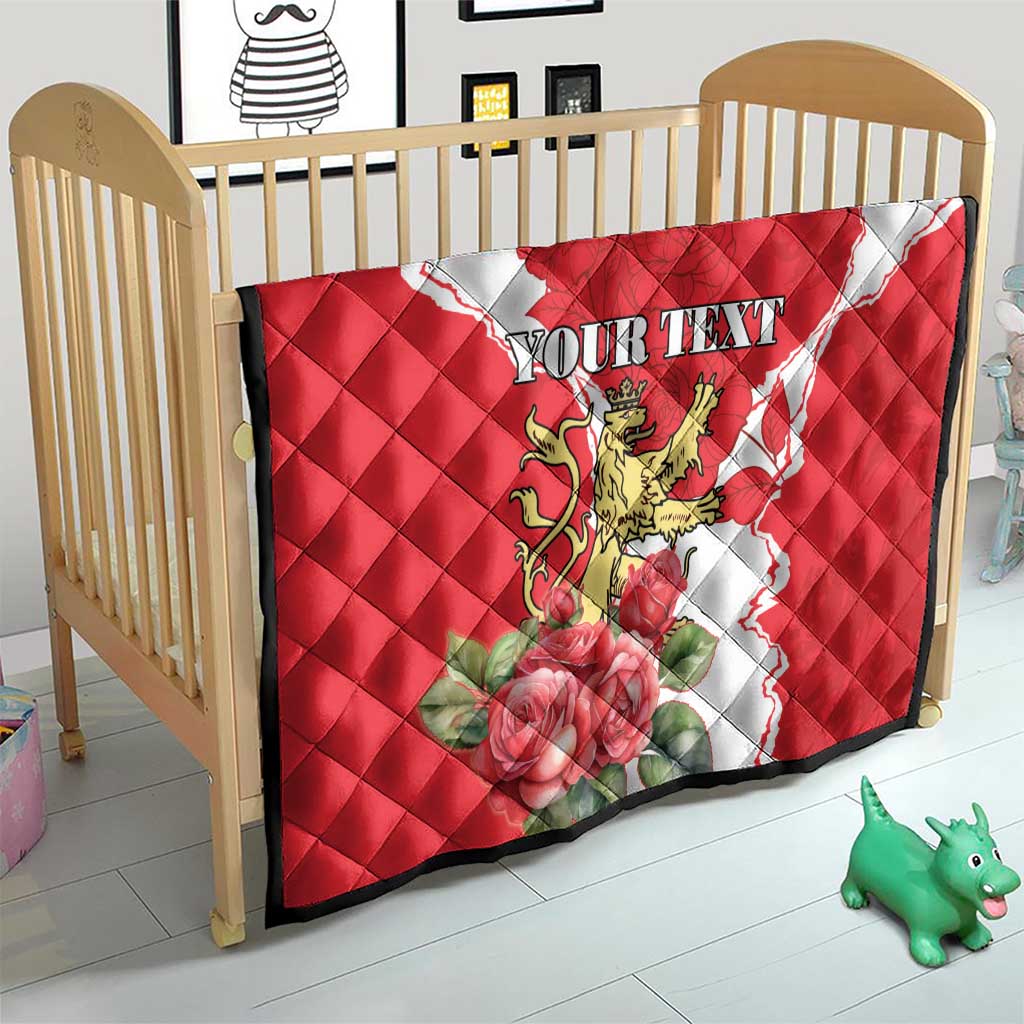 Personalized Luxembourg Goldcrest Regulus Quilt Red Roses - Wonder Print Shop