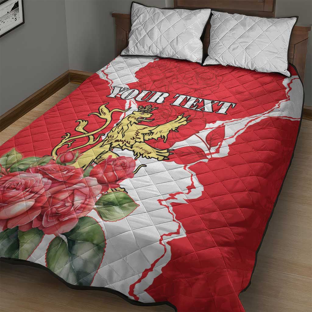 Personalized Luxembourg Goldcrest Regulus Quilt Bed Set Red Roses - Wonder Print Shop
