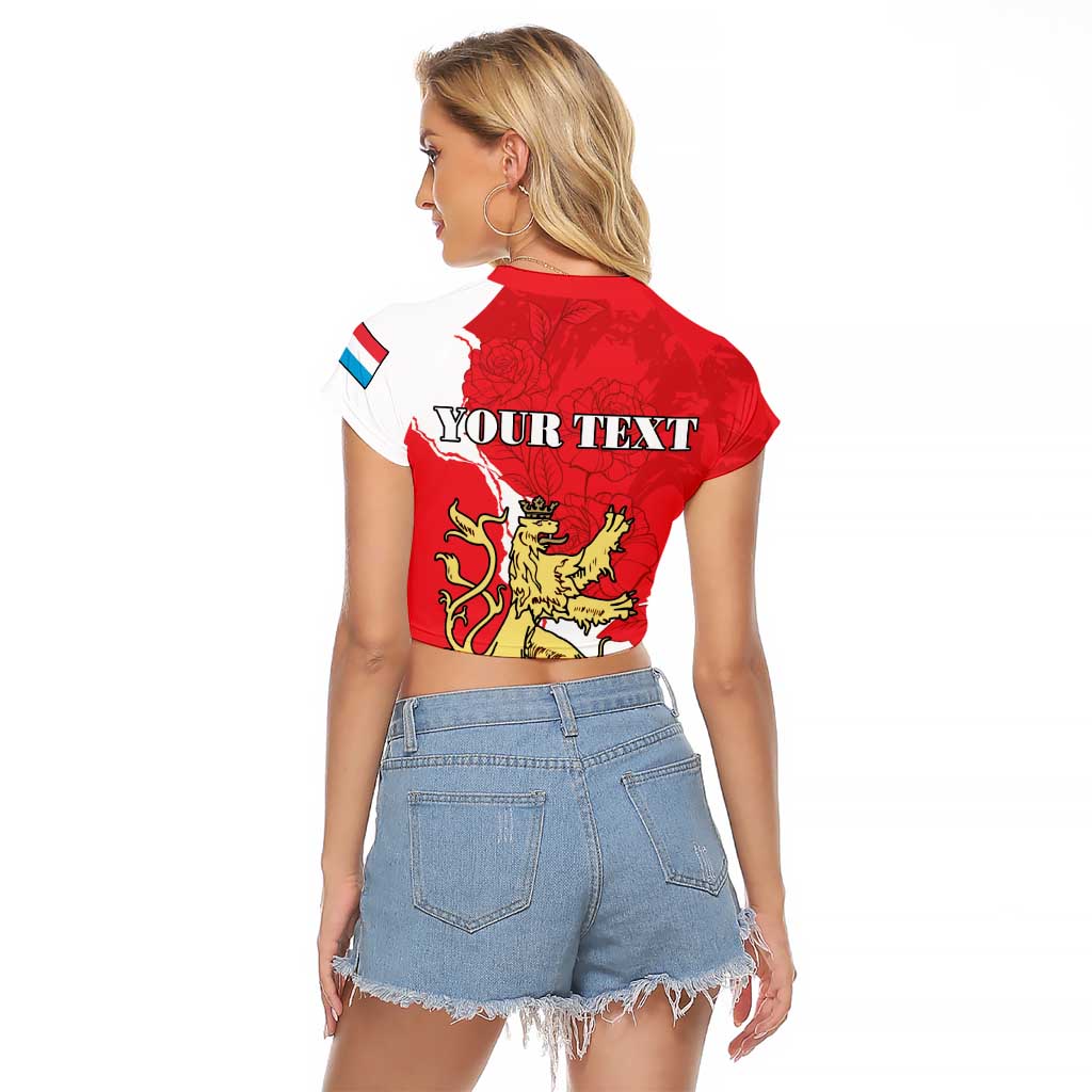 Personalized Luxembourg Goldcrest Regulus Raglan Cropped T Shirt Red Roses - Wonder Print Shop