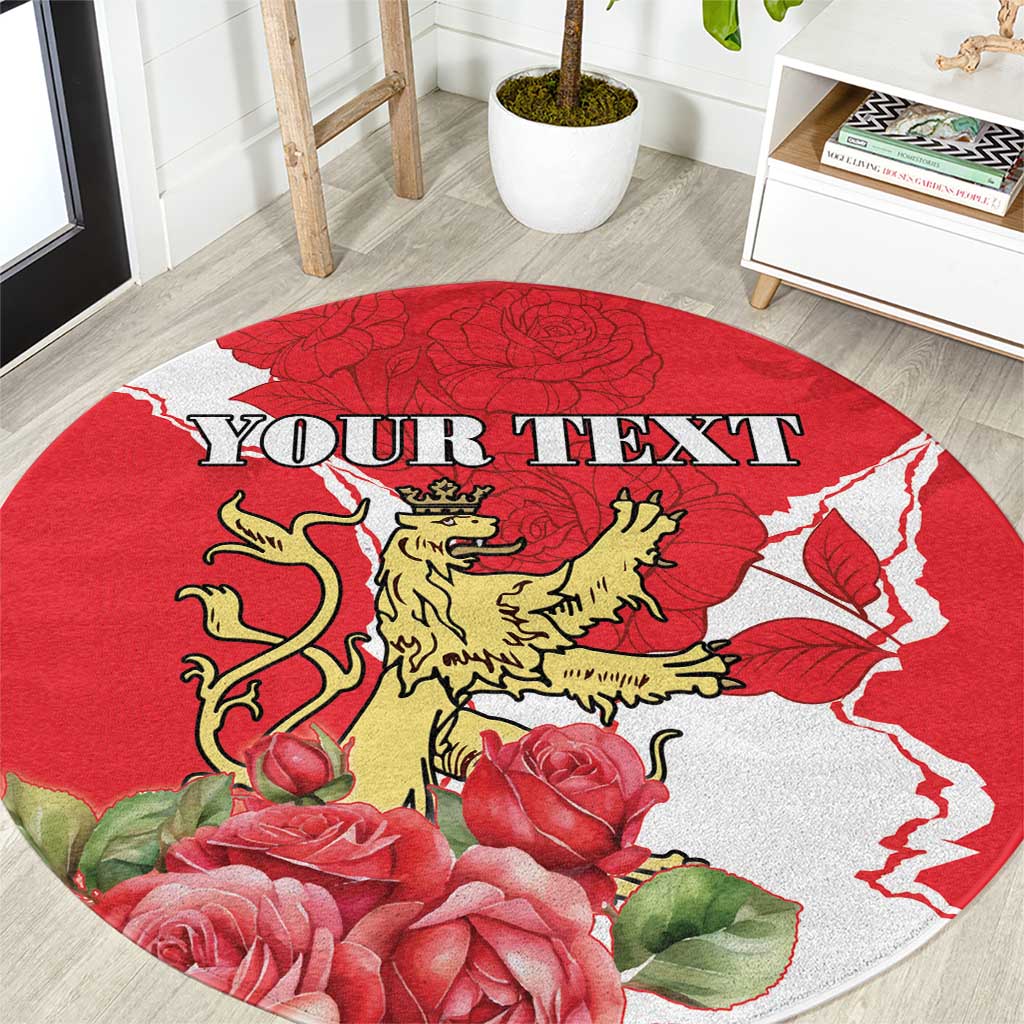 Personalized Luxembourg Goldcrest Regulus Round Carpet Red Roses