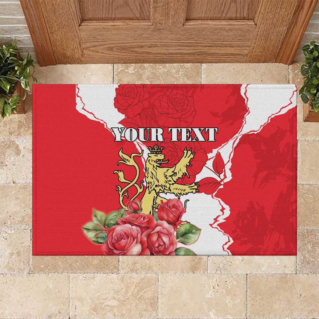 Personalized Luxembourg Goldcrest Regulus Rubber Doormat Red Roses - Wonder Print Shop
