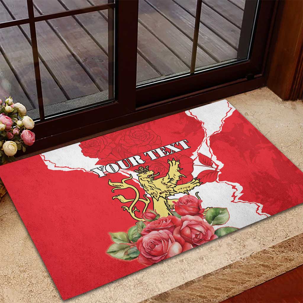 Personalized Luxembourg Goldcrest Regulus Rubber Doormat Red Roses - Wonder Print Shop