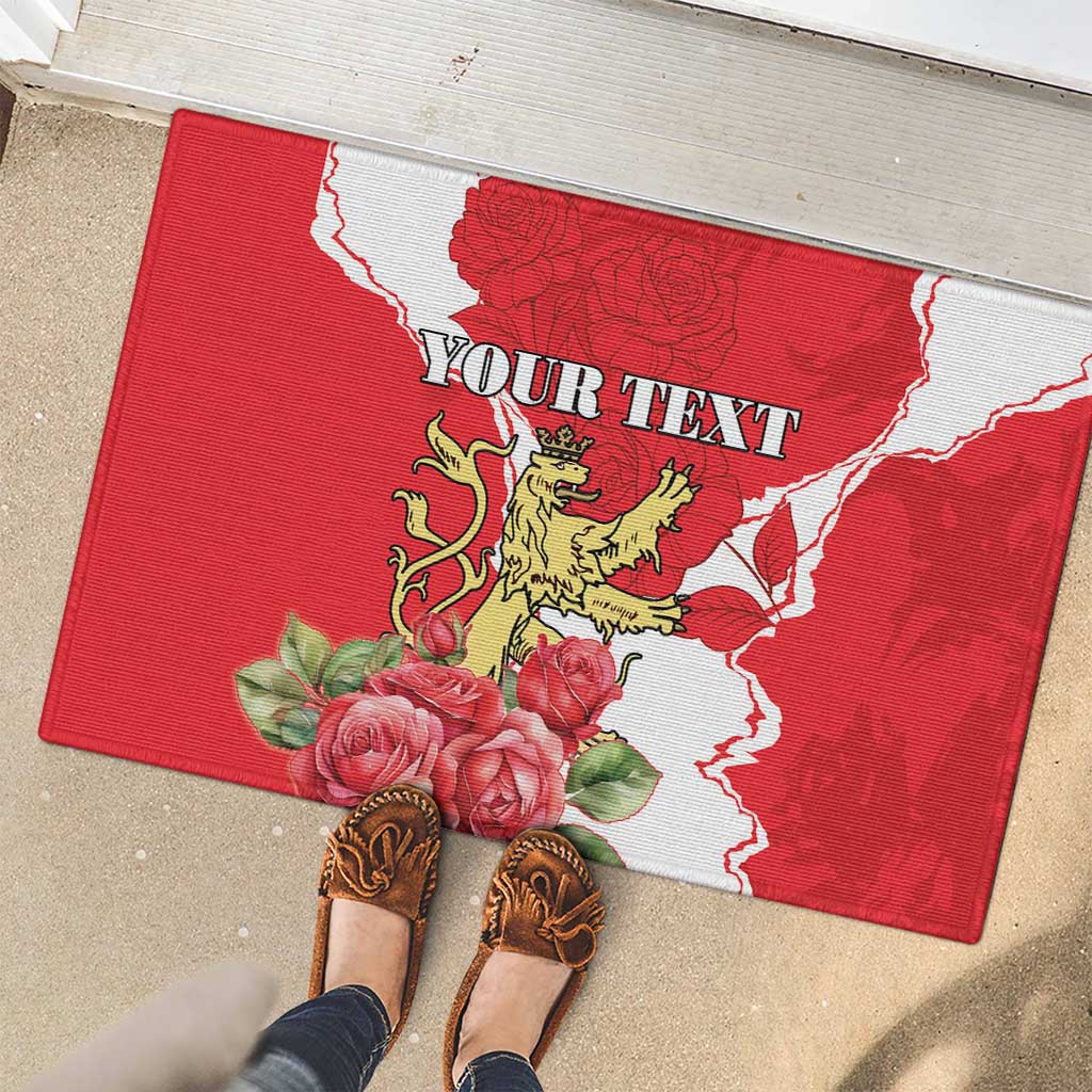Personalized Luxembourg Goldcrest Regulus Rubber Doormat Red Roses - Wonder Print Shop