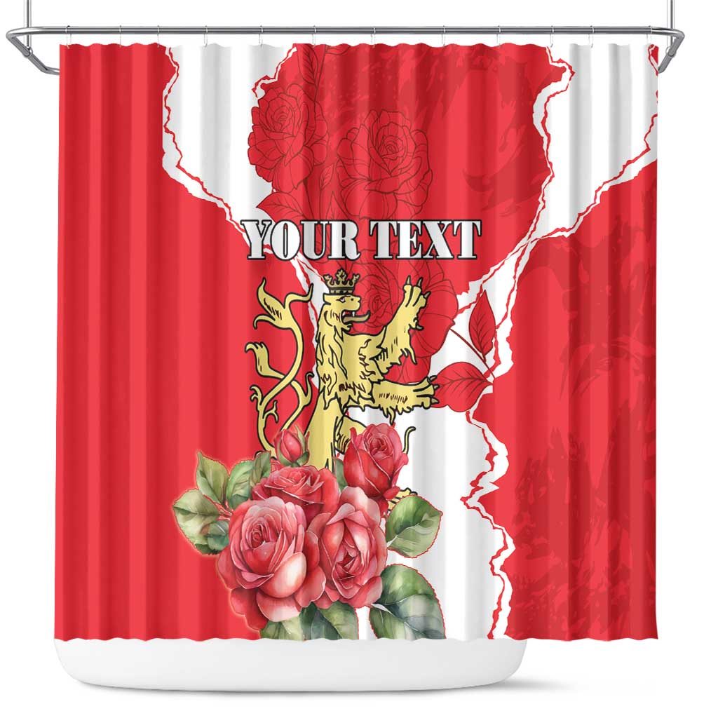 Personalized Luxembourg Goldcrest Regulus Shower Curtain Red Roses