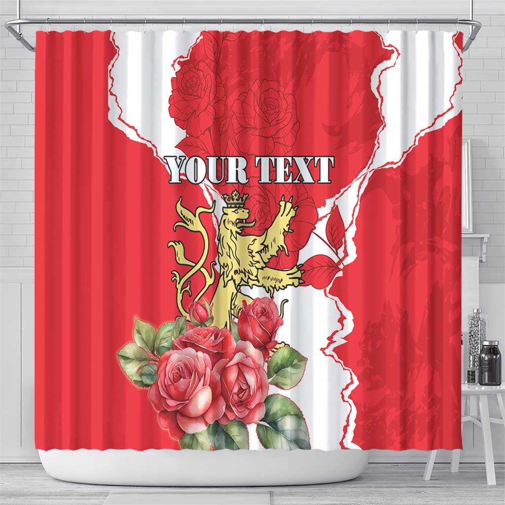 Personalized Luxembourg Goldcrest Regulus Shower Curtain Red Roses