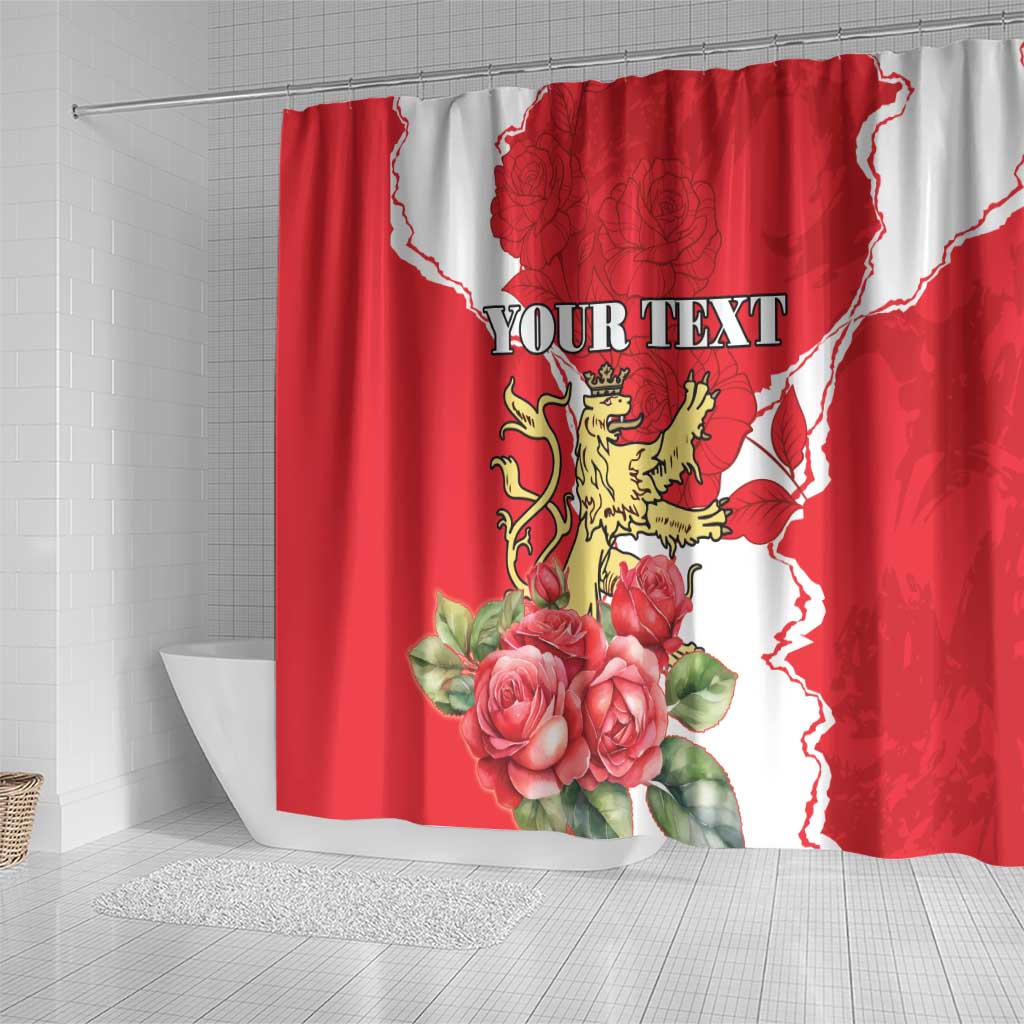 Personalized Luxembourg Goldcrest Regulus Shower Curtain Red Roses