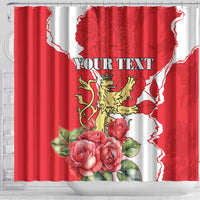 Personalized Luxembourg Goldcrest Regulus Shower Curtain Red Roses