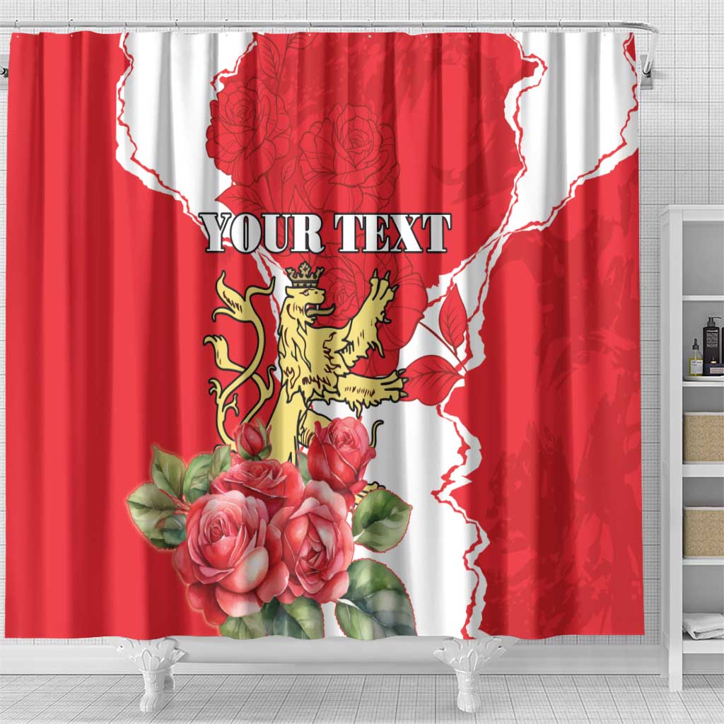 Personalized Luxembourg Goldcrest Regulus Shower Curtain Red Roses