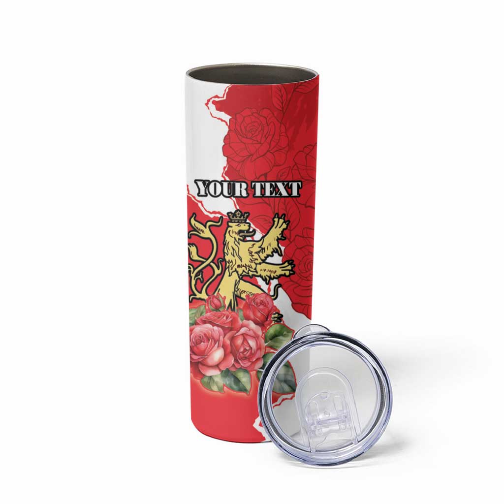 Personalized Luxembourg Goldcrest Regulus Skinny Tumbler Red Roses - Wonder Print Shop