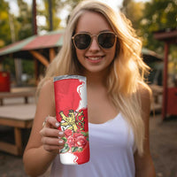 Personalized Luxembourg Goldcrest Regulus Skinny Tumbler Red Roses - Wonder Print Shop