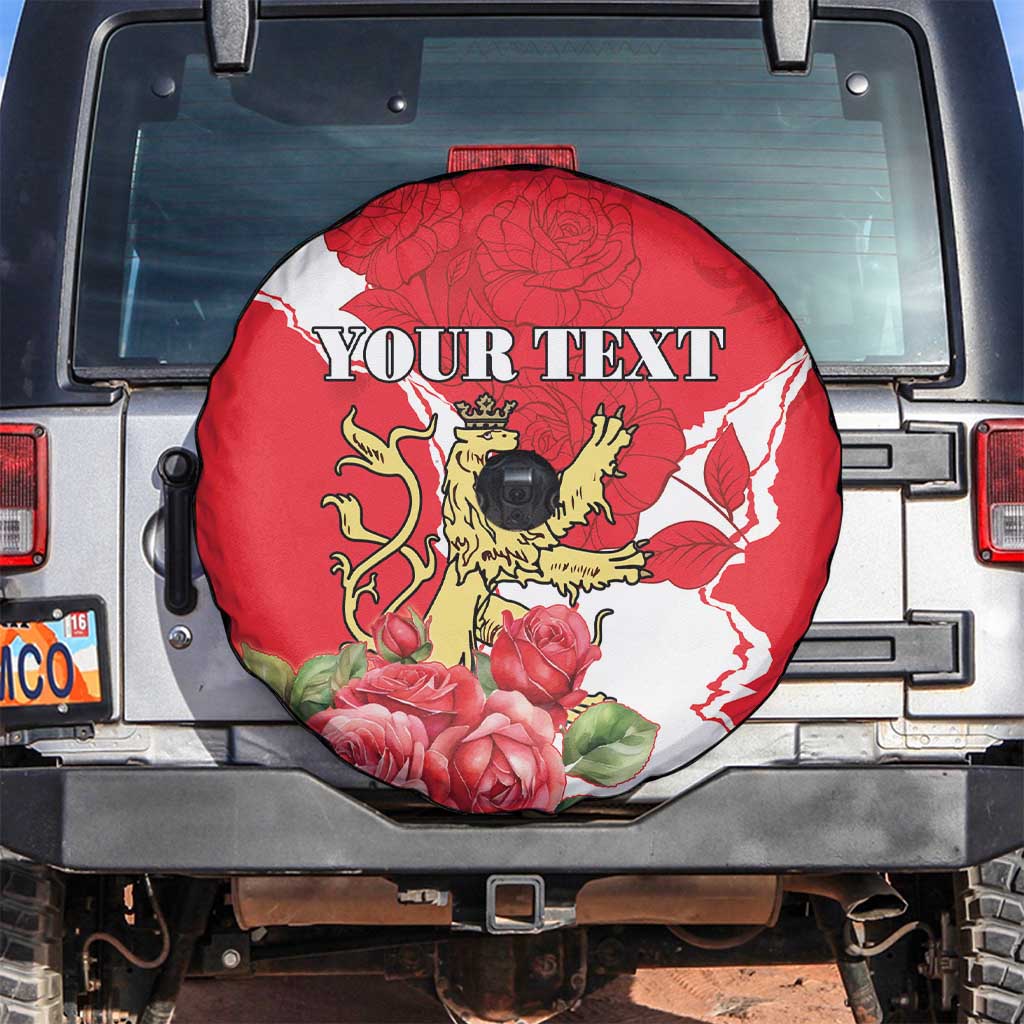 Personalized Luxembourg Goldcrest Regulus Spare Tire Cover Red Roses - Wonder Print Shop