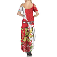 Personalized Luxembourg Goldcrest Regulus Summer Maxi Dress Red Roses - Wonder Print Shop