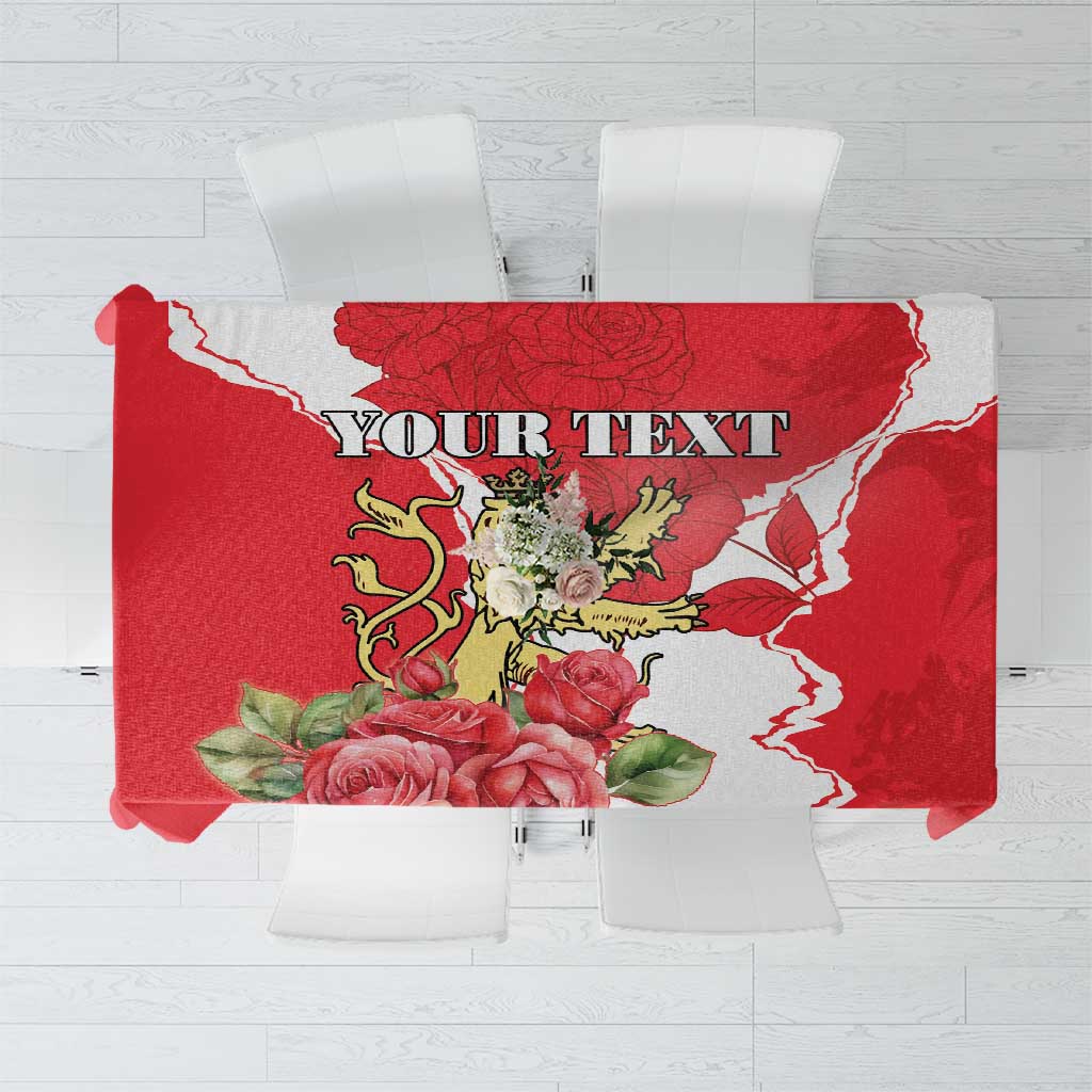 Personalized Luxembourg Goldcrest Regulus Tablecloth Red Roses - Wonder Print Shop