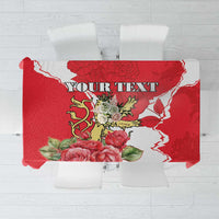 Personalized Luxembourg Goldcrest Regulus Tablecloth Red Roses - Wonder Print Shop