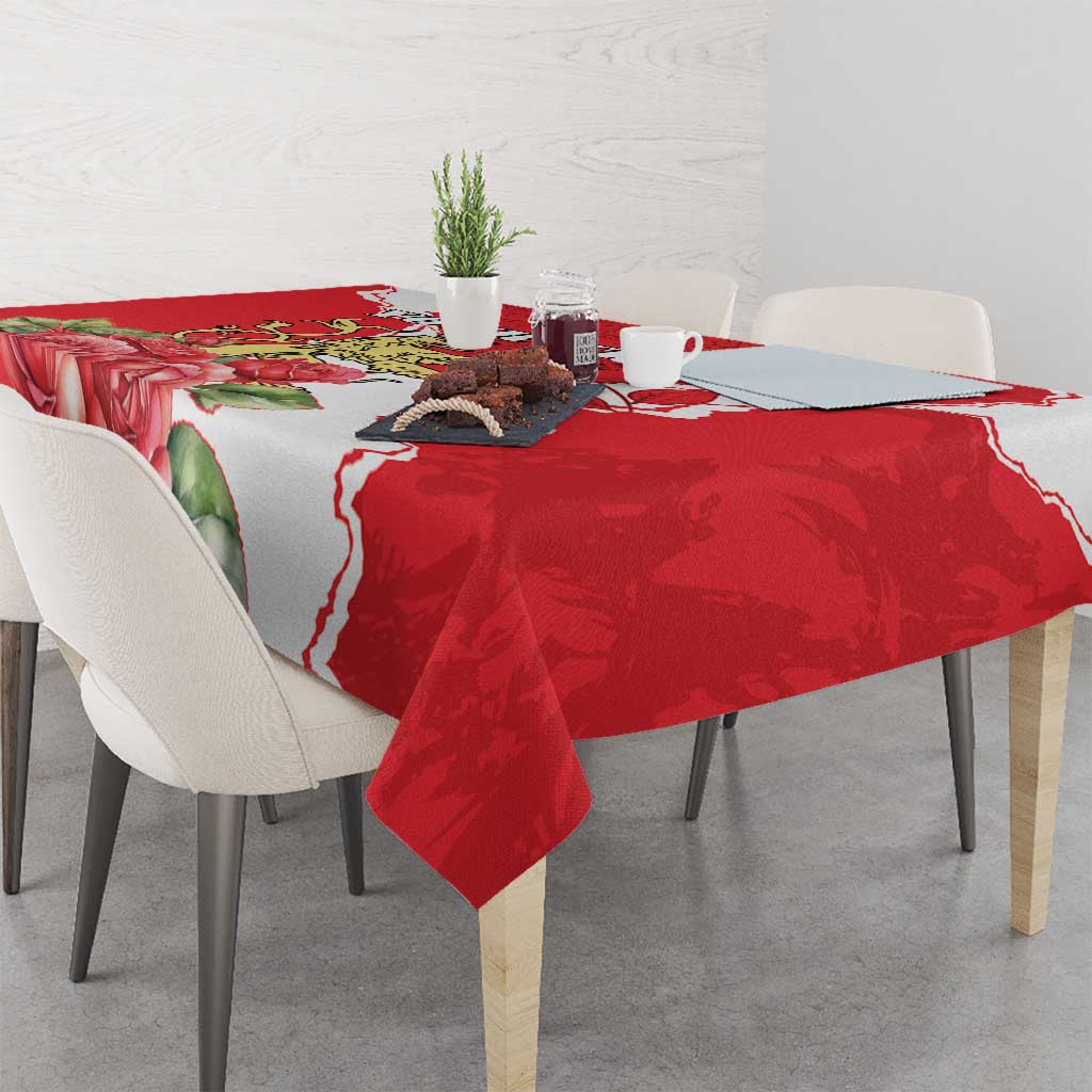 Personalized Luxembourg Goldcrest Regulus Tablecloth Red Roses - Wonder Print Shop
