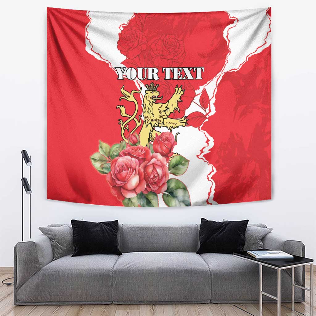 Personalized Luxembourg Goldcrest Regulus Tapestry Red Roses - Wonder Print Shop