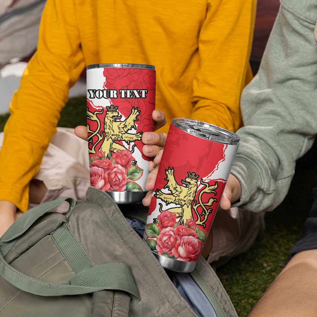 Personalized Luxembourg Goldcrest Regulus Tumbler Cup Red Roses - Wonder Print Shop