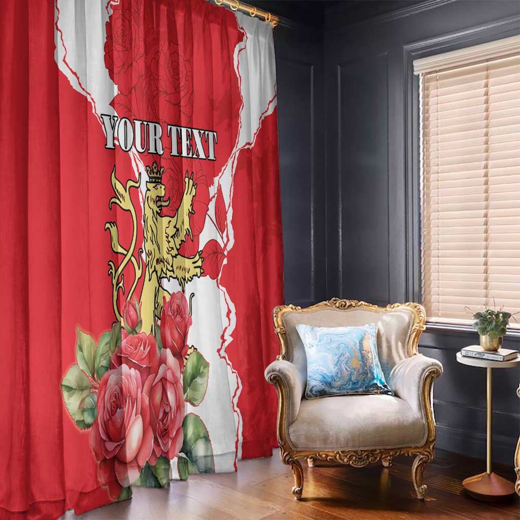 Personalized Luxembourg Goldcrest Regulus Window Curtain Red Roses - Wonder Print Shop