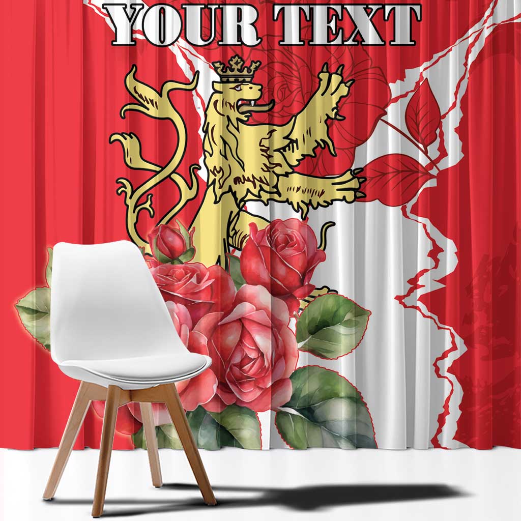 Personalized Luxembourg Goldcrest Regulus Window Curtain Red Roses - Wonder Print Shop
