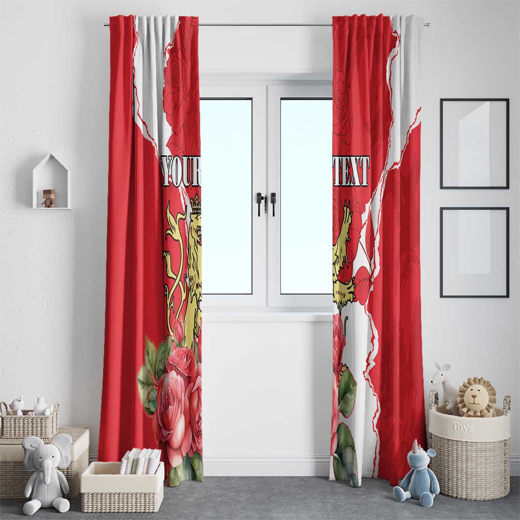 Personalized Luxembourg Goldcrest Regulus Window Curtain Red Roses - Wonder Print Shop