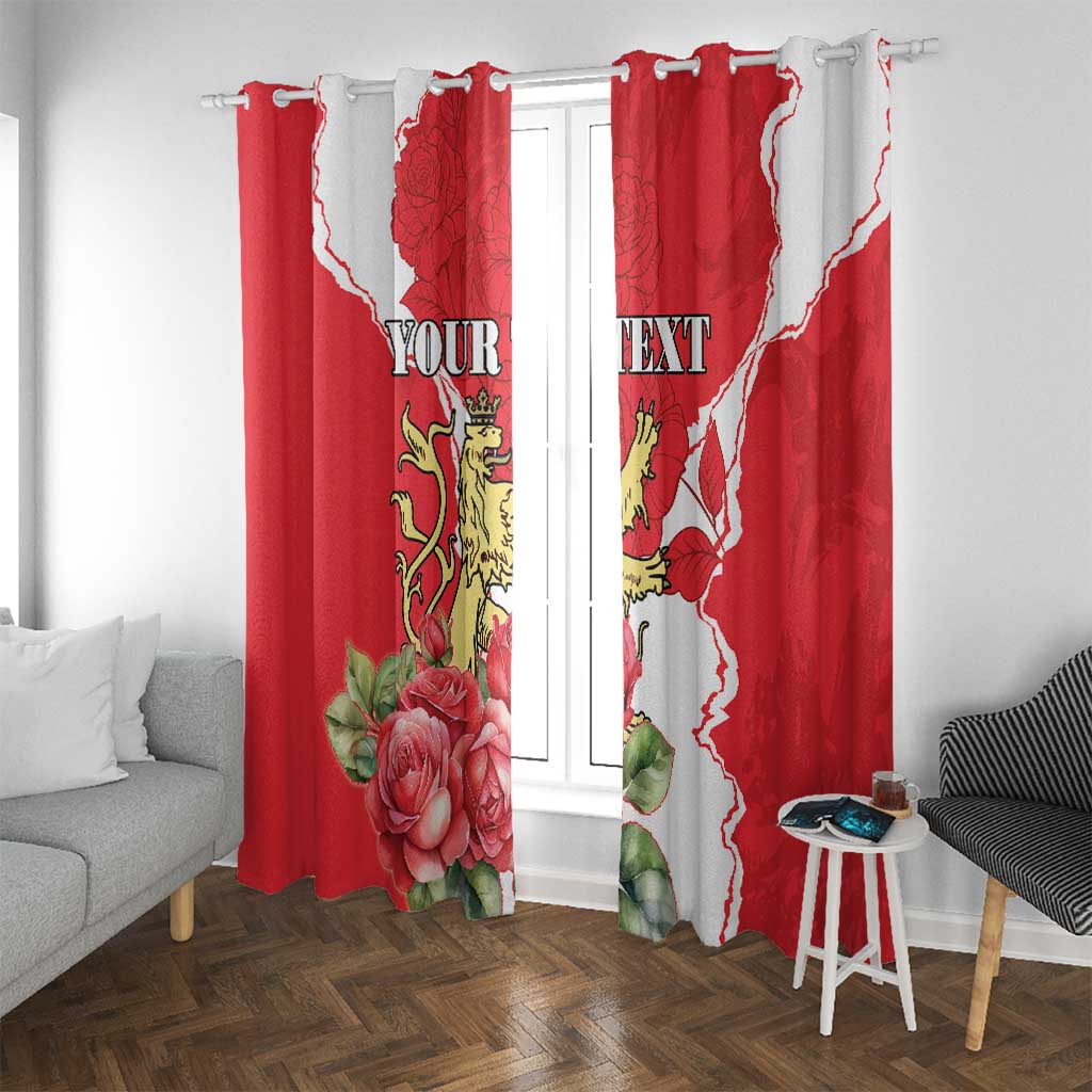 Personalized Luxembourg Goldcrest Regulus Window Curtain Red Roses - Wonder Print Shop