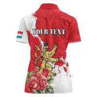 Personalized Luxembourg Goldcrest Regulus Women Polo Shirt Red Roses - Wonder Print Shop