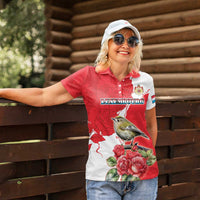 Personalized Luxembourg Goldcrest Regulus Women Polo Shirt Red Roses - Wonder Print Shop