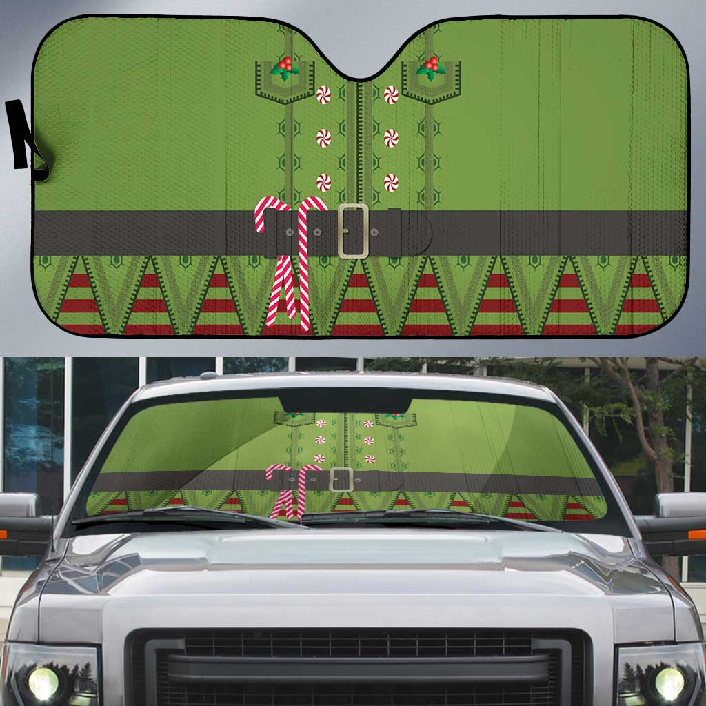 Christmas Costume Elf Auto Sun Shade Classic Green Xmas Style - Wonder Print Shop
