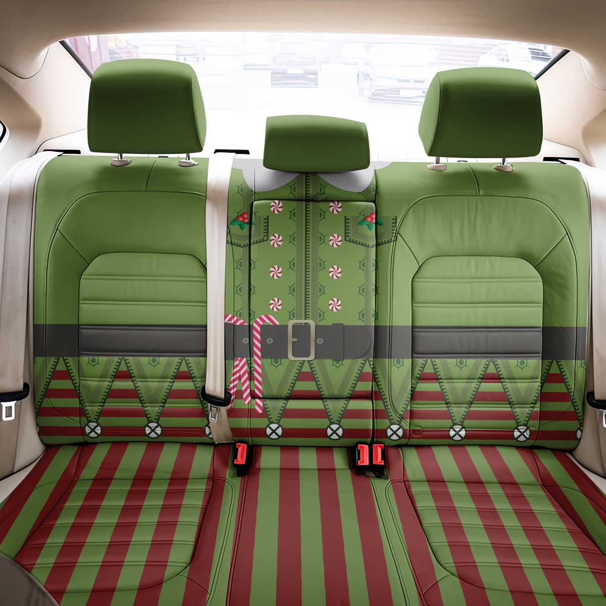 Christmas Costume Elf Back Car Seat Cover Classic Green Xmas Style - Wonder Print Shop