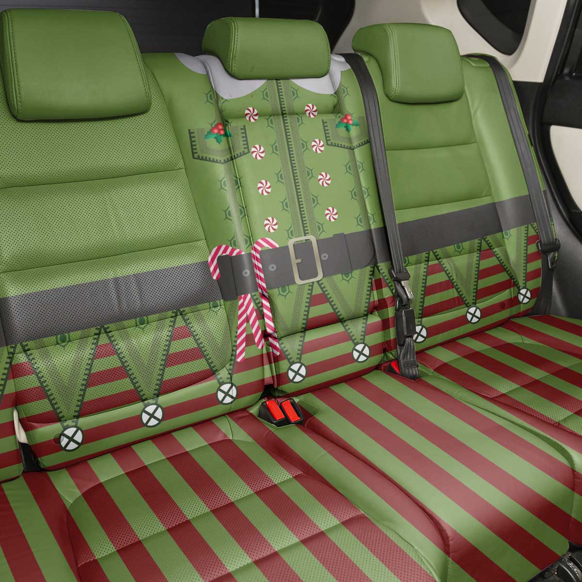 Christmas Costume Elf Back Car Seat Cover Classic Green Xmas Style - Wonder Print Shop