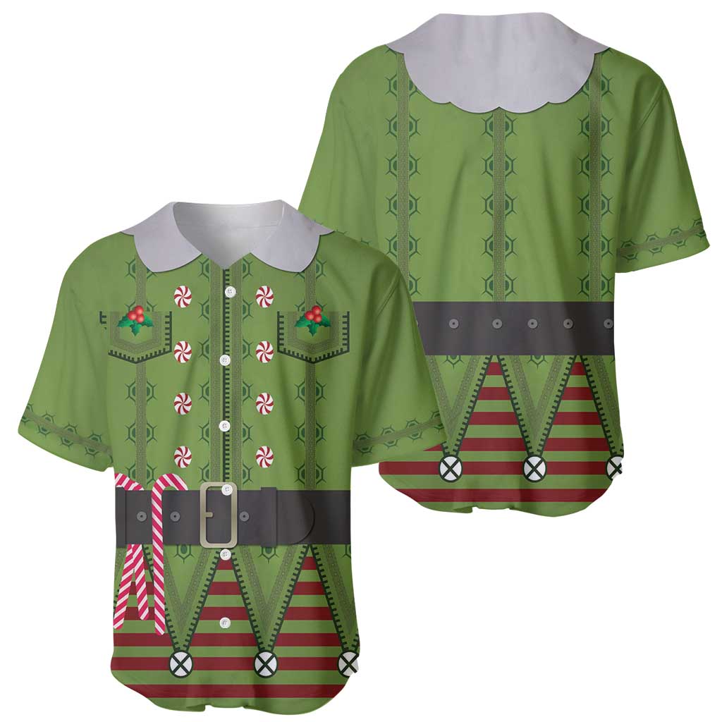 Christmas Costume Elf Baseball Jersey Classic Green Xmas Style - Wonder Print Shop