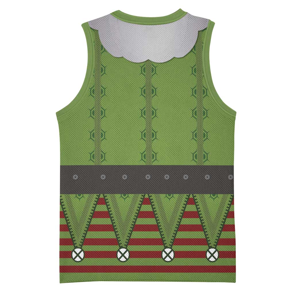Christmas Costume Elf Basketball Jersey Classic Green Xmas Style - Wonder Print Shop