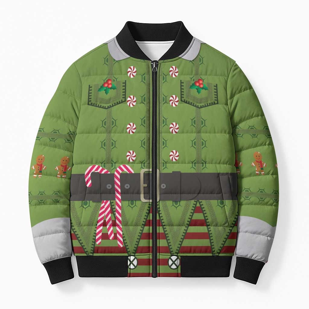 Christmas Costume Elf Bomber Puffer Jacket Classic Green Xmas Style - Wonder Print Shop