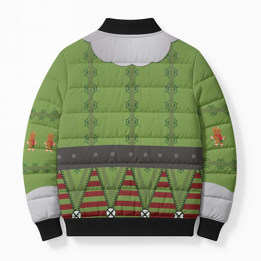 Christmas Costume Elf Bomber Puffer Jacket Classic Green Xmas Style - Wonder Print Shop