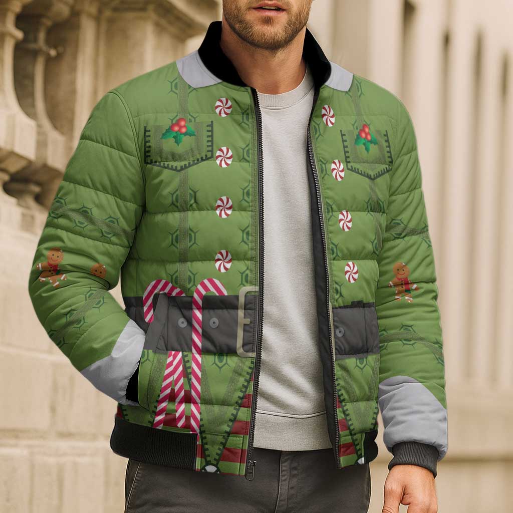 Christmas Costume Elf Bomber Puffer Jacket Classic Green Xmas Style - Wonder Print Shop
