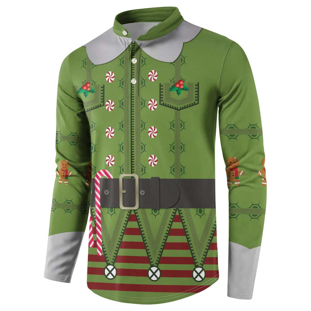 Christmas Costume Elf Button Sweatshirt Classic Green Xmas Style - Wonder Print Shop
