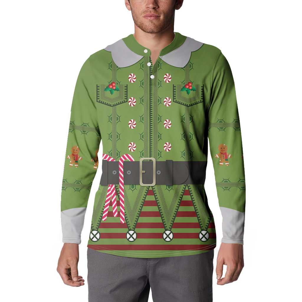 Christmas Costume Elf Button Sweatshirt Classic Green Xmas Style - Wonder Print Shop
