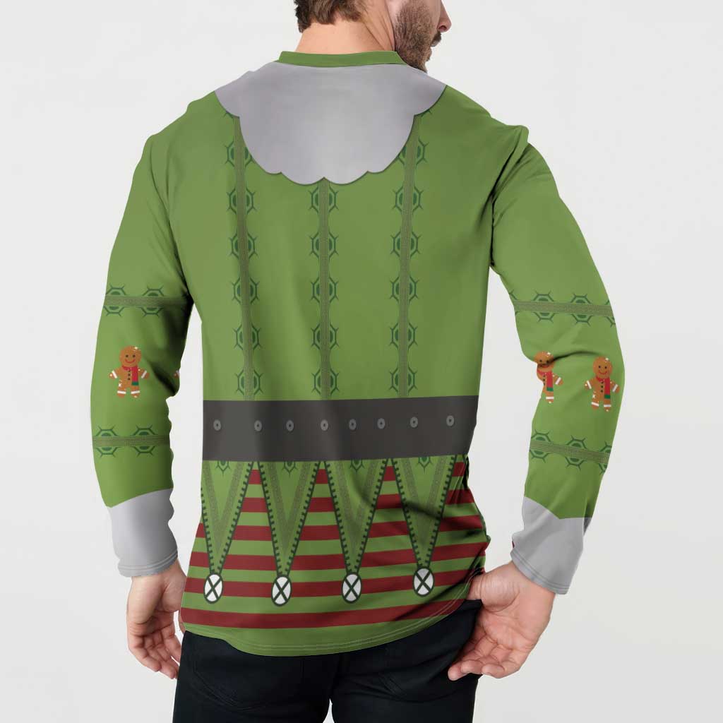 Christmas Costume Elf Button Sweatshirt Classic Green Xmas Style - Wonder Print Shop