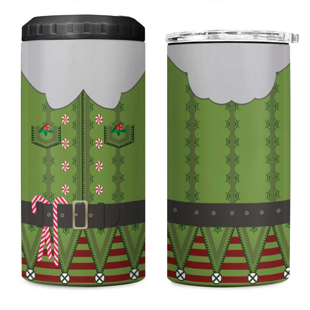 Christmas Costume Elf 4 in 1 Can Cooler Tumbler Classic Green Xmas Style - Wonder Print Shop
