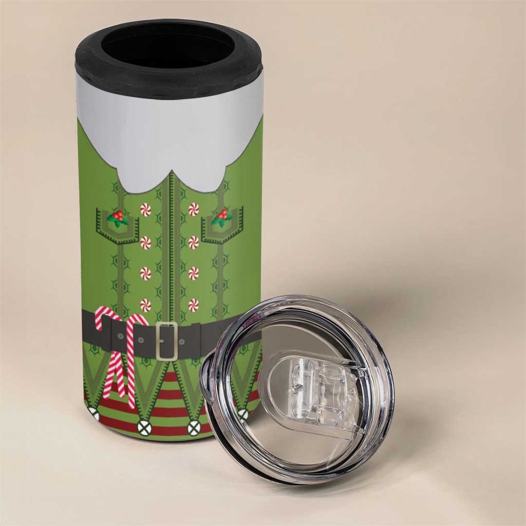 Christmas Costume Elf 4 in 1 Can Cooler Tumbler Classic Green Xmas Style - Wonder Print Shop