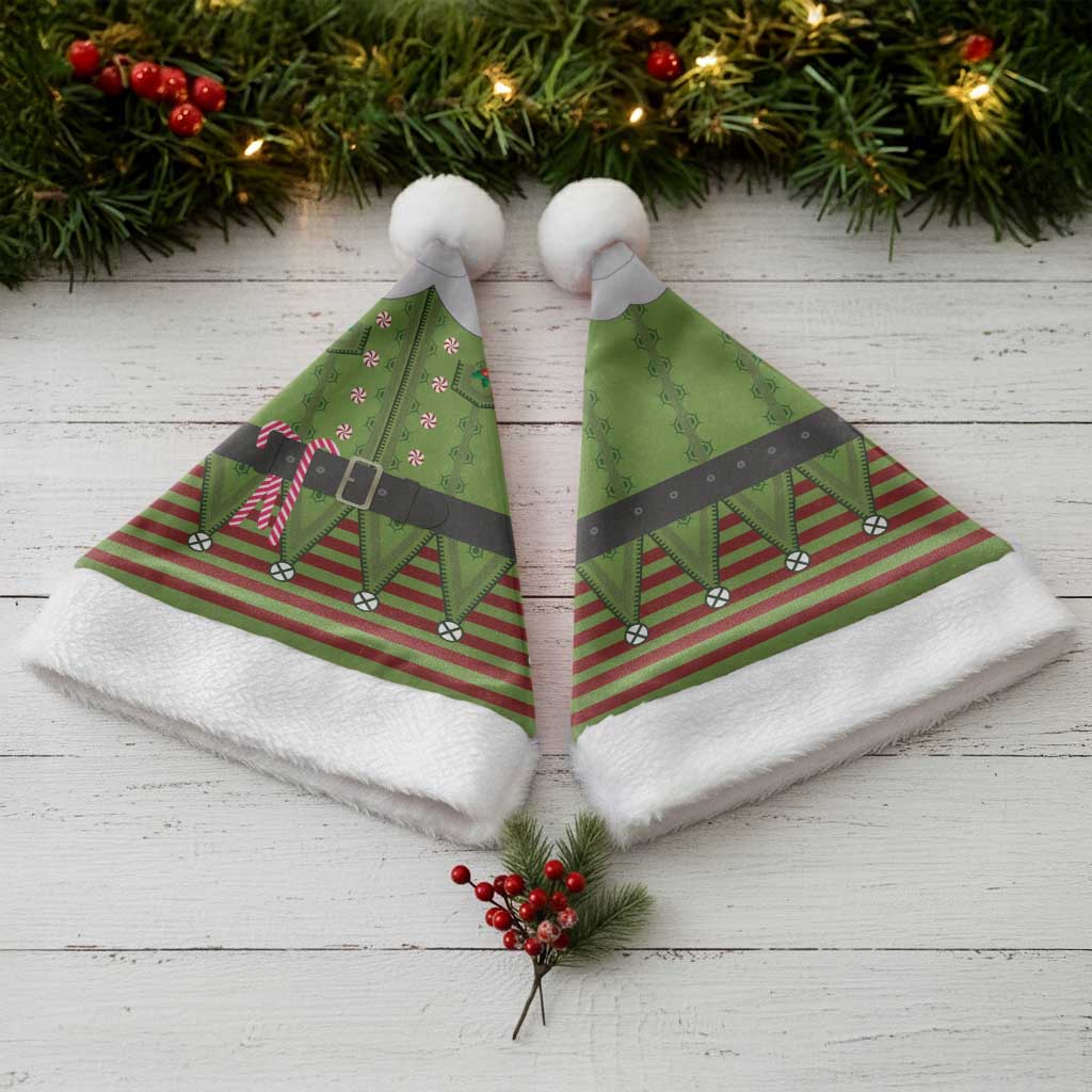 Christmas Costume Elf Christmas Santa Hat Classic Green Xmas Style - Wonder Print Shop