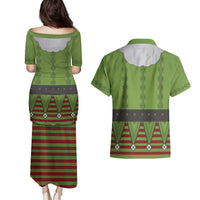Christmas Costume Elf Couples Matching Puletasi and Hawaiian Shirt Classic Green Xmas Style - Wonder Print Shop