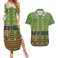 Christmas Costume Elf Couples Matching Summer Maxi Dress and Hawaiian Shirt Classic Green Xmas Style - Wonder Print Shop