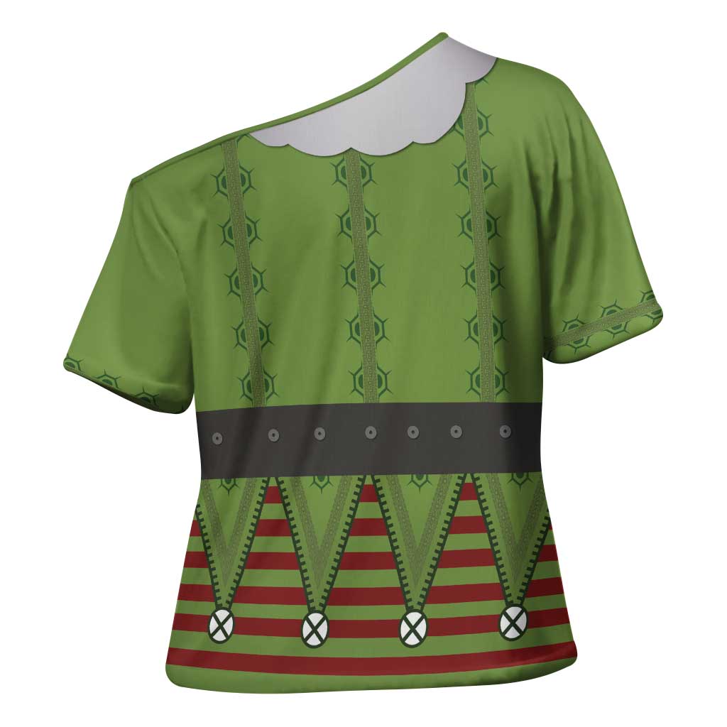 Christmas Costume Elf Cross Shoulder Shirt Classic Green Xmas Style - Wonder Print Shop