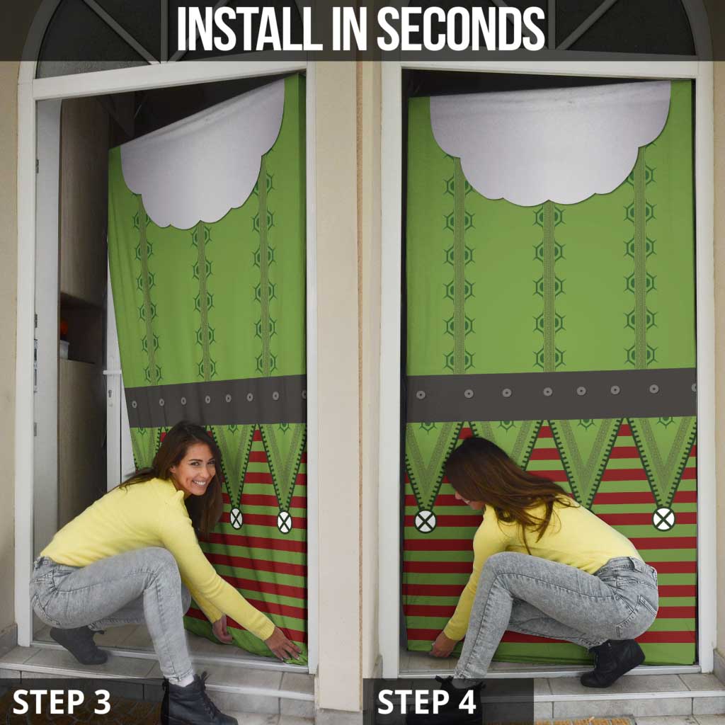 Christmas Costume Elf Door Cover Classic Green Xmas Style - Wonder Print Shop