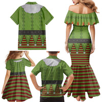 Christmas Costume Elf Family Matching Mermaid Dress and Hawaiian Shirt Classic Green Xmas Style - Wonder Print Shop