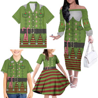 Christmas Costume Elf Family Matching Off The Shoulder Long Sleeve Dress and Hawaiian Shirt Classic Green Xmas Style - Wonder Print Shop